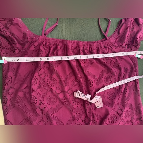 No Comment Dark Pink Tunic Lace Off the Shoulder Dress Women's Plus Size 2XL - Picture 11 of 12